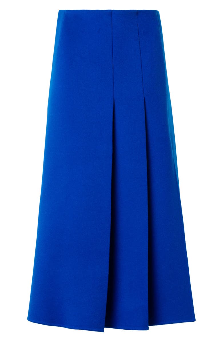 Akris Pleated Virgin Wool Flannel Midi Skirt, Alternate, color, Royal Blue