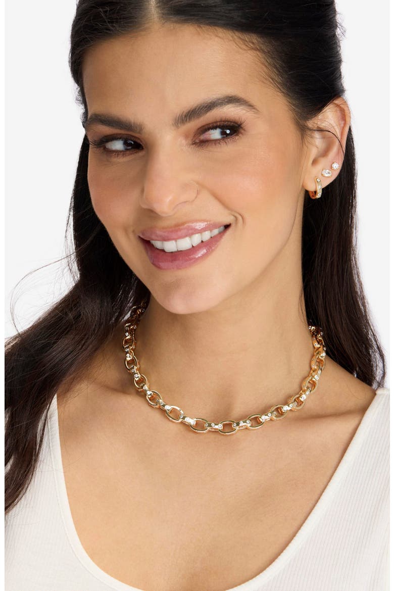 Ashley Cubic Zirconia Chain Link Necklace, Alternate, color, GOLD-WHITE