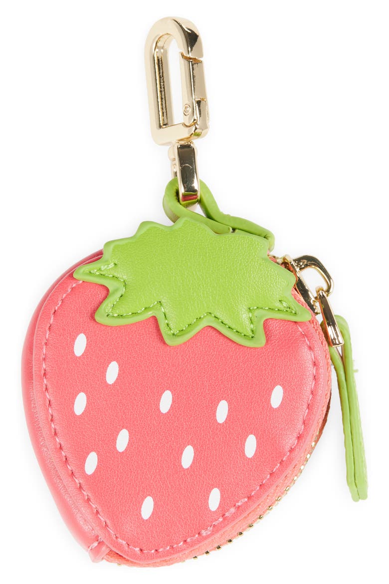 Strawberry Case Bag Charm, Main, color, RED MULTI- GOLD