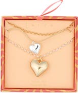 Leith Set of 2 Heart Pendant Layered Necklaces