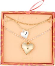 Leith Set of 2 Heart Pendant Layered Necklaces