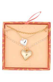 Set of 2 Heart Pendant Layered Necklaces