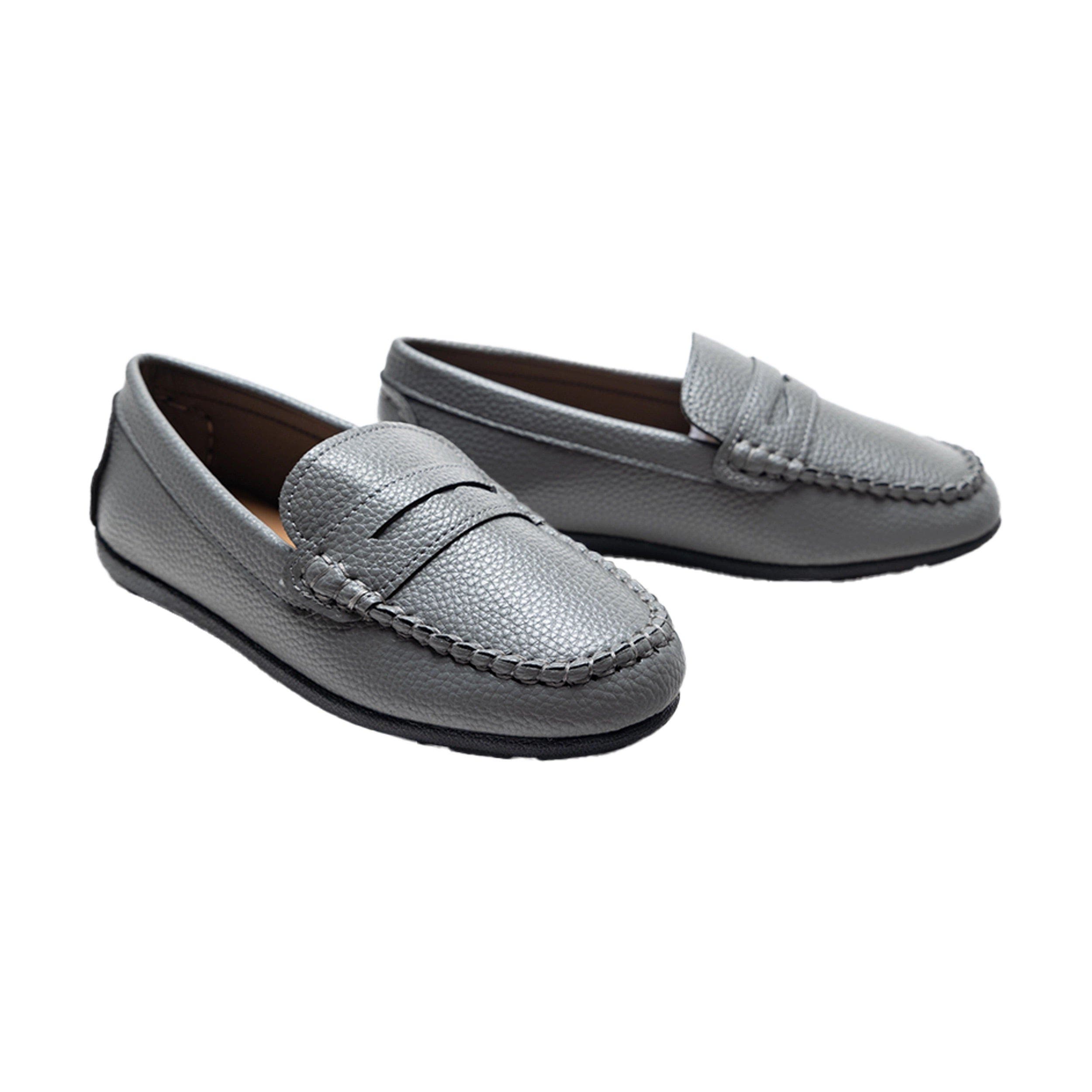 Leather Penny Loafers, Alternate, color, Gray