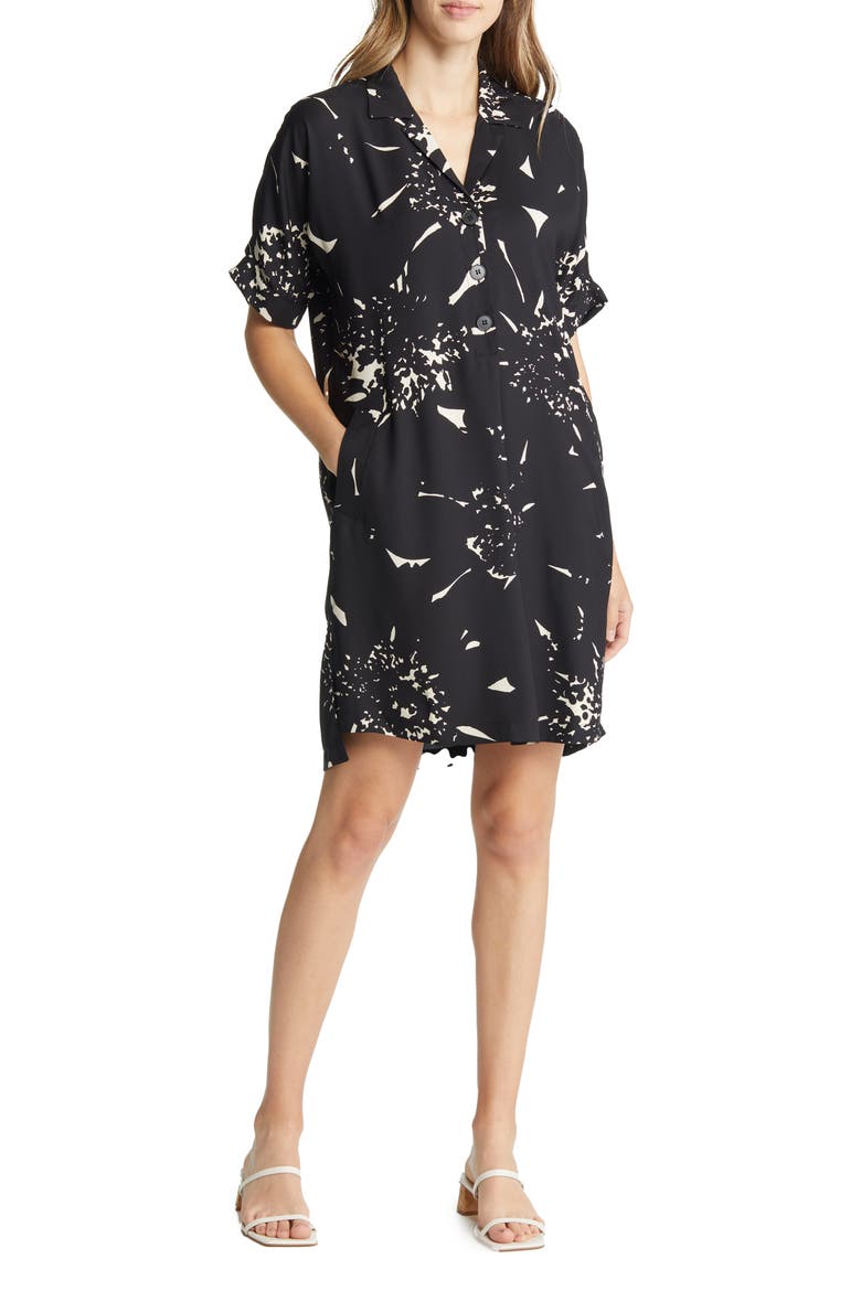 Floral Billow Sleeve Shirtdress, Alternate, color, BLACK MULTI
