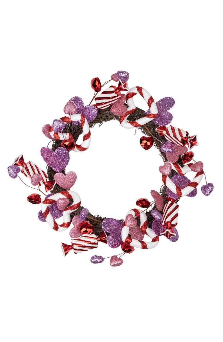 Northlight Candies and Hearts Valentine's Day Wreath - 16" - Pink and Purple, Main, color, Pink