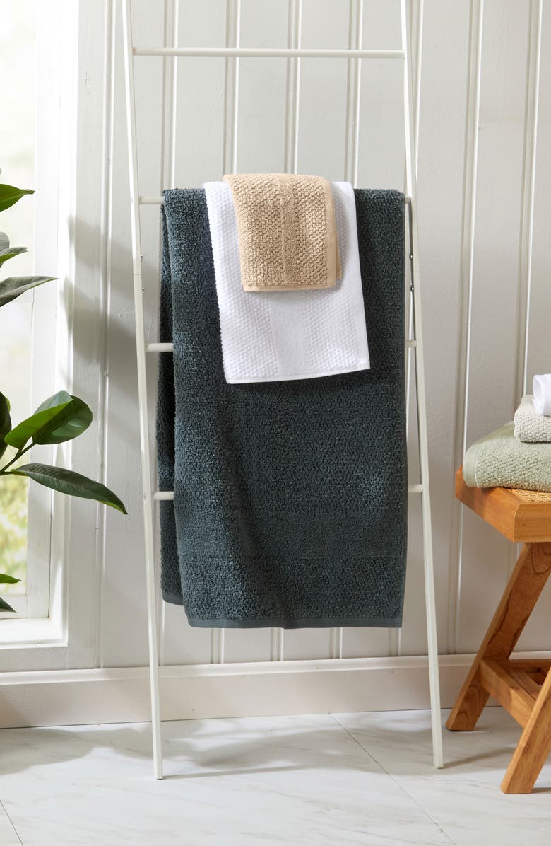 Woven & Weft Cotton Textured Weave 6-Piece Hand Towel Set, Alternate, color, White