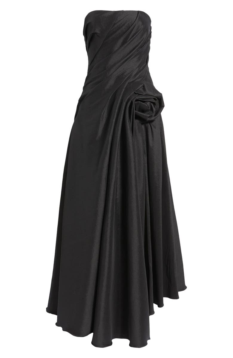 Acler Hawford Rosette Strapless Gown, Alternate, color, Black