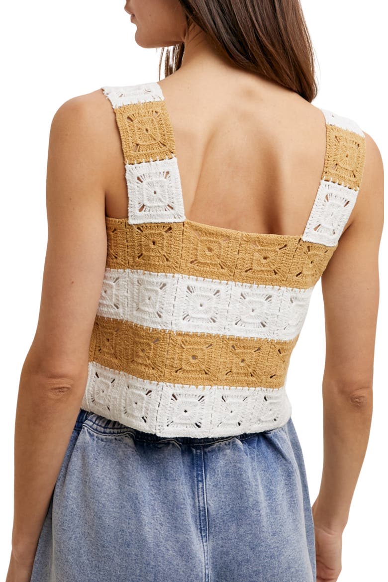 Colorblocked Crochet Top, Alternate, color, TAUPE/ WHITE