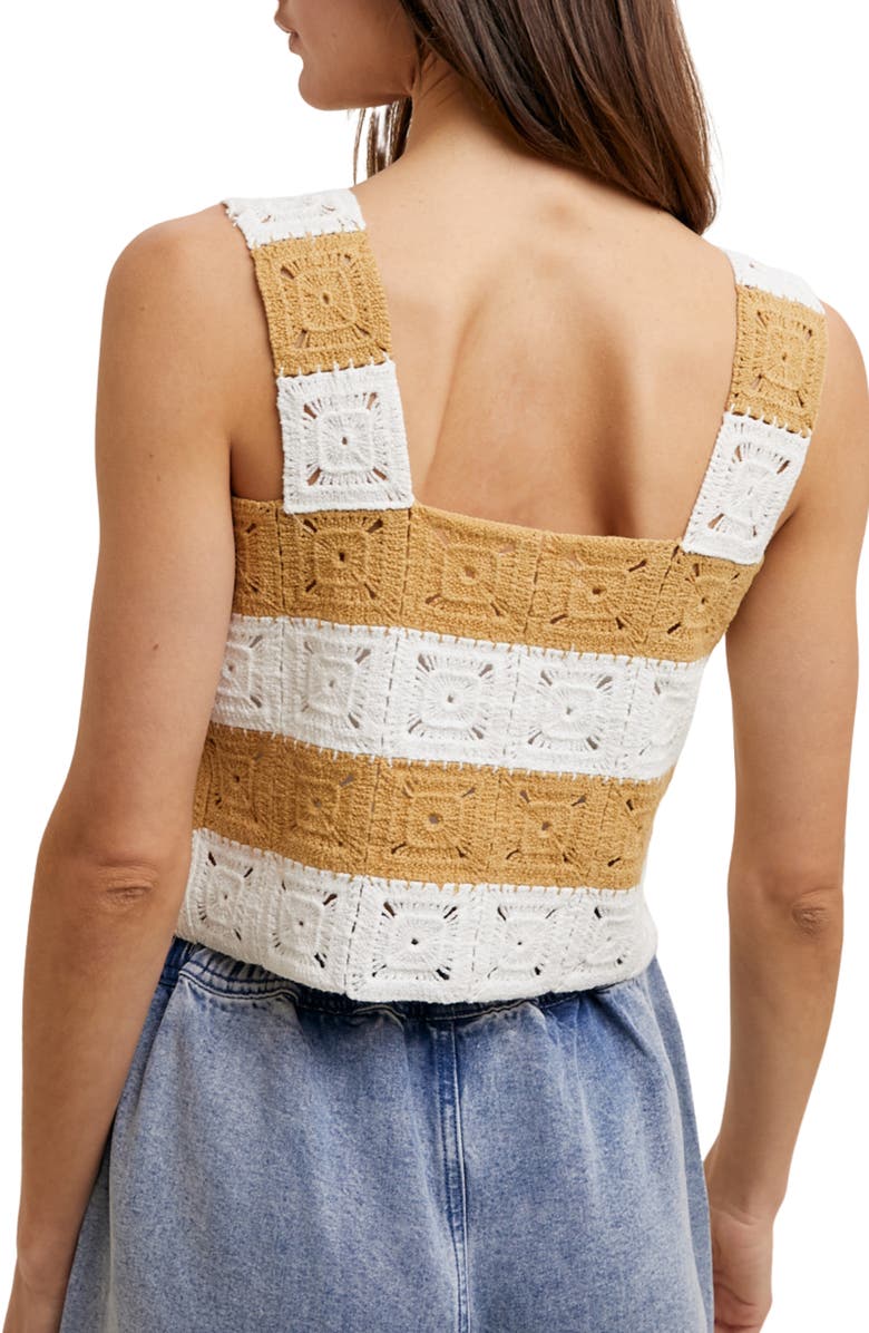 WISHLIST Colorblocked Crochet Top, Alternate, color, Taupe/ White