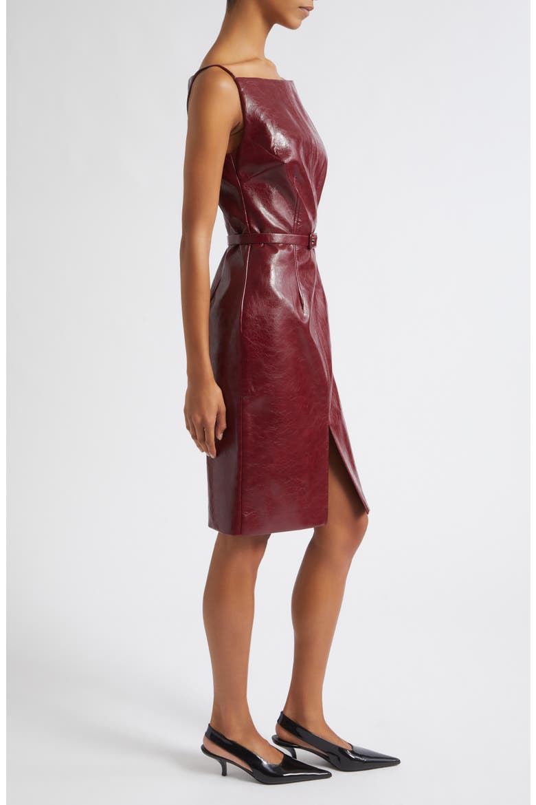 Zivana Bateau Faux Leather Dress, Alternate, color, OXBLOOD
