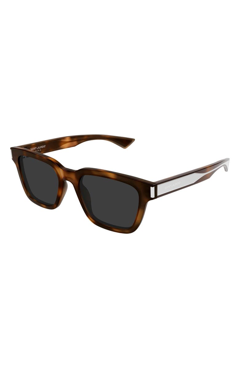 Saint Laurent 53mm Square Sunglasses, Alternate, color, Havana