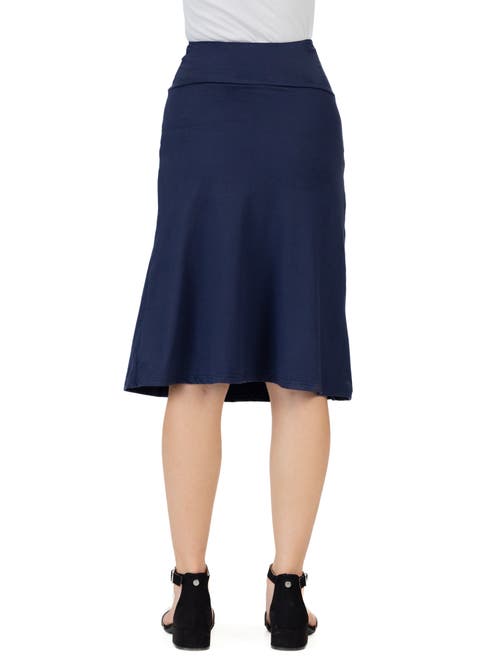 24sevenkid Casual Elastic Waist A-line Skirt In Navy