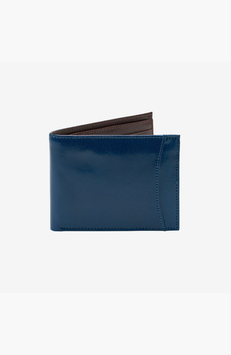 Tusk Leonardo Slide Pocket Billfold, Main, color, Blue / Chocolate
