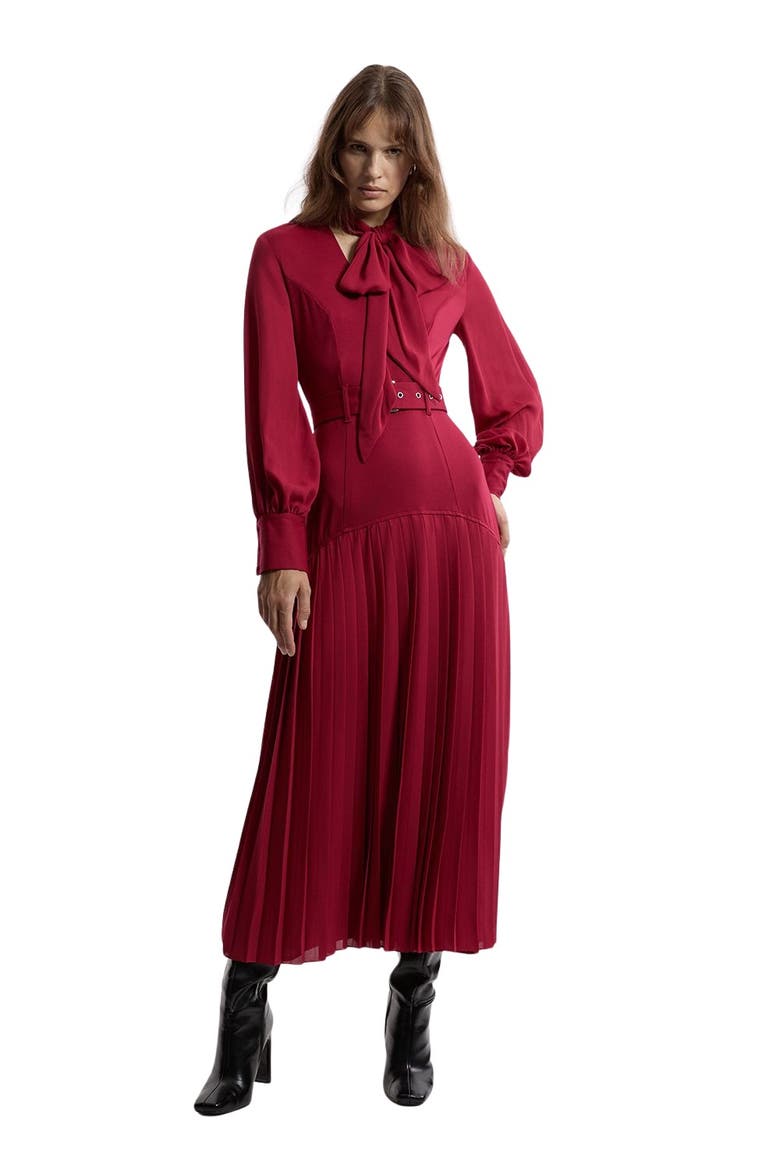 Jersey Ponte Georgette Mix Maxi Dress, Main, color, Plum