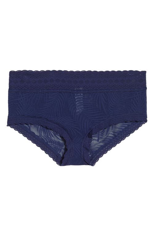 Meundies Allover Lace High Waist Briefs In Navy Feather