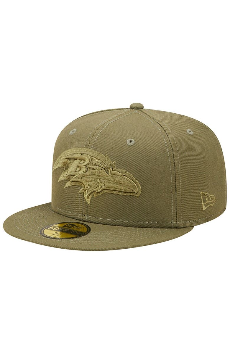 New Era Men's New Era Olive Baltimore Ravens Color Pack 59FIFTY Fitted Hat, Main, color, 