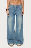 EDIKTED Logo Graphic Wide Leg Jeans