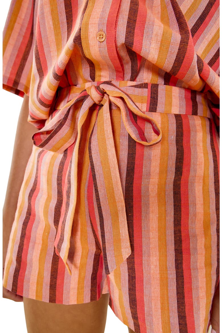 Striped Shorts with Tie Belt, Alternate, color, MULTI