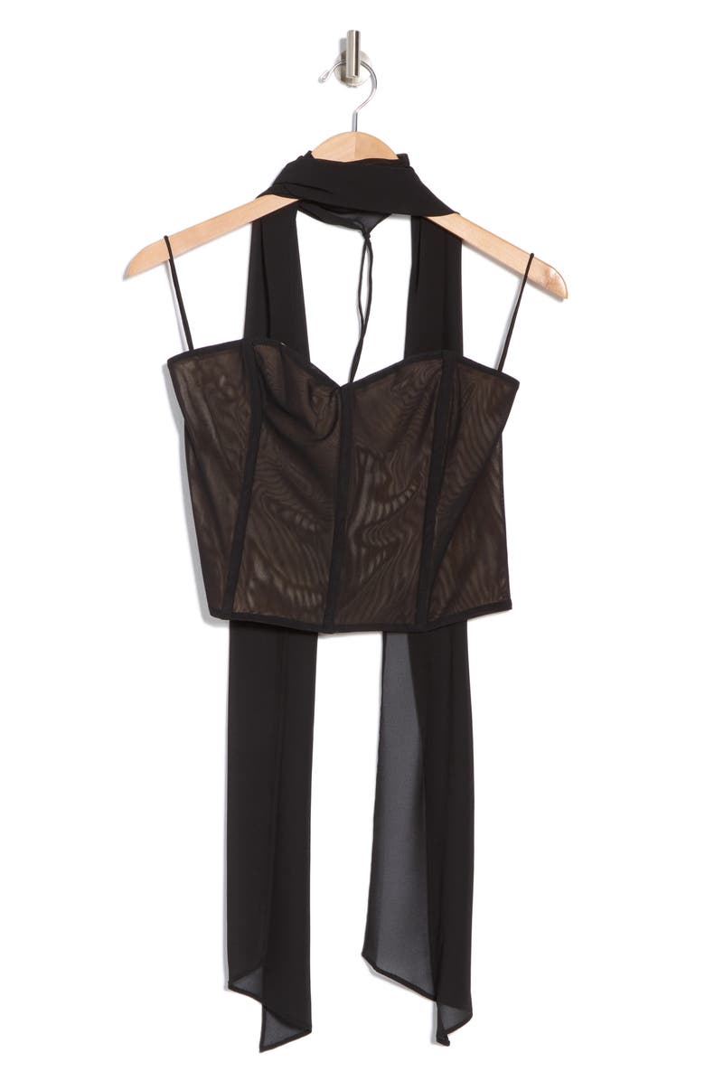 Alice + Olivia Aveline Mesh Corset Top & Scarf Set, Alternate, color,