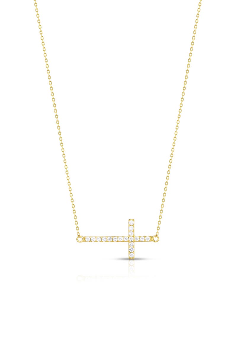 Sterling Silver Sideways Cross Necklace, Main, color, GOLD