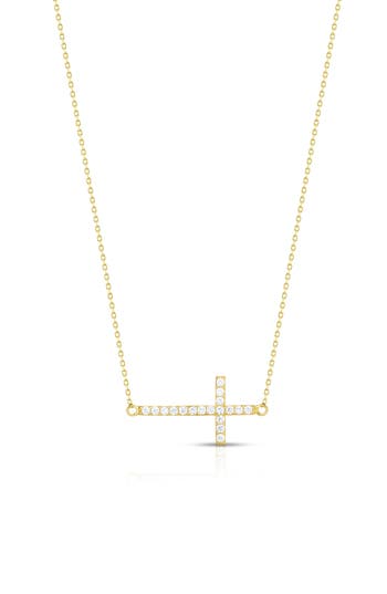 Glaze Jewelry Sterling Silver Sideways Cross Necklace In Gold