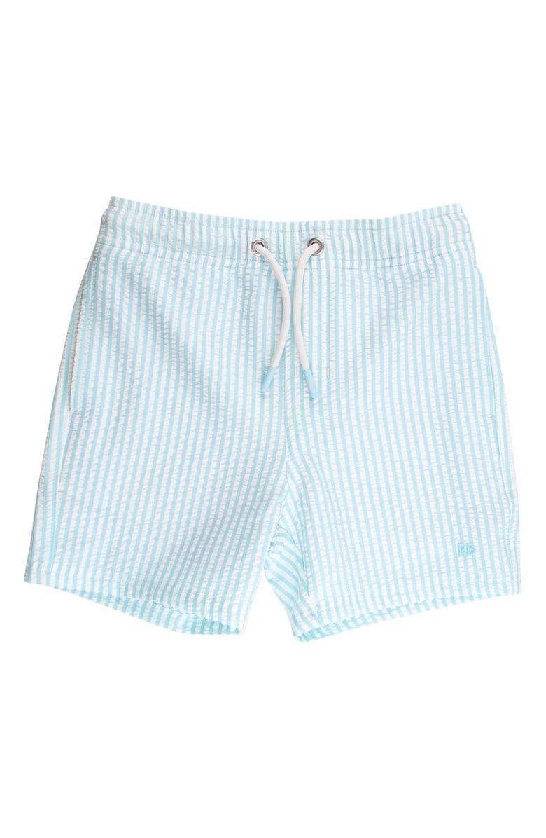 RuggedButts Kids' Blue Breeze Seersucker Swim Trunks, Main, color, Blue