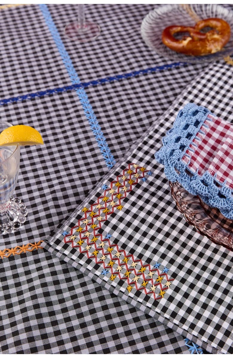 Casa Edel Estrellas Embroidered Placemat - Set of 2, Alternate, color, Black