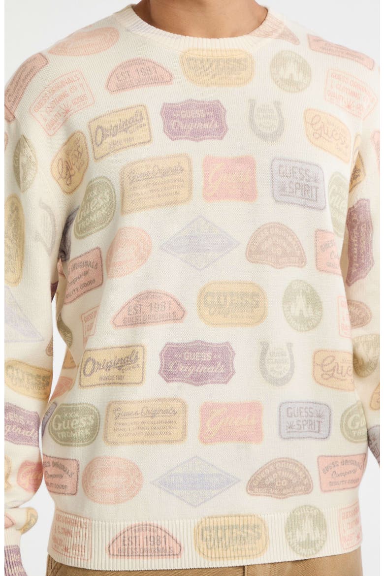 Stamp Print Organic Cotton Sweater, Alternate, color, IVORY MULTI