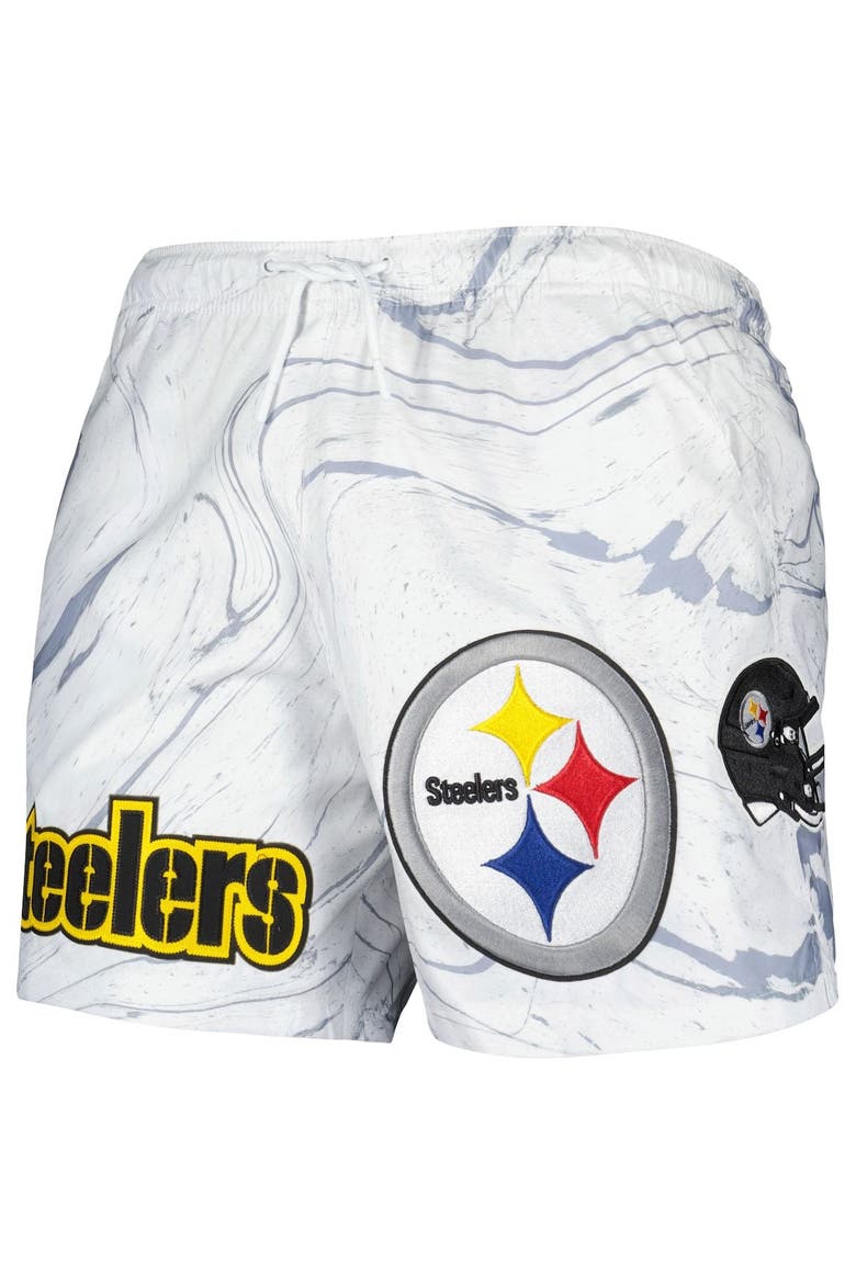Men's Pro Standard White Pittsburgh Steelers Allover Marble Print Shorts, Alternate, color, White
