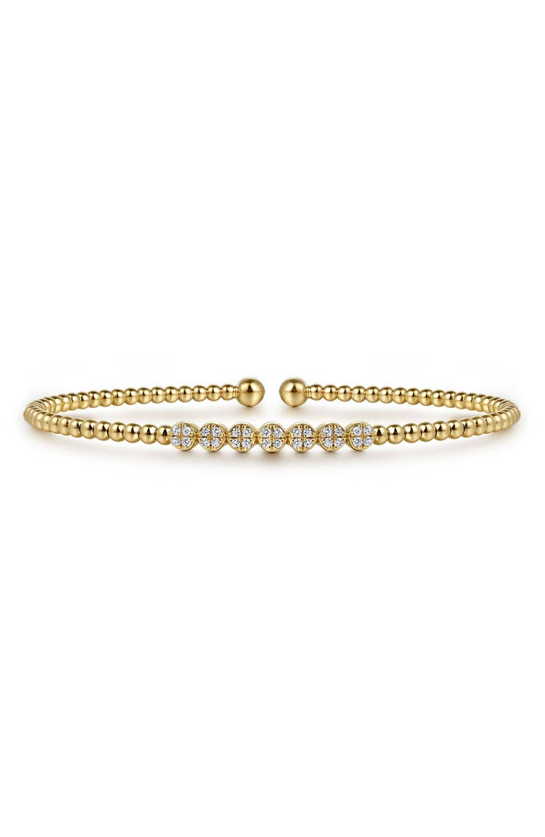 Gabriel & Co. Bujukan Diamond Cluster Beaded Cuff Bracelet, Main, color, Gold