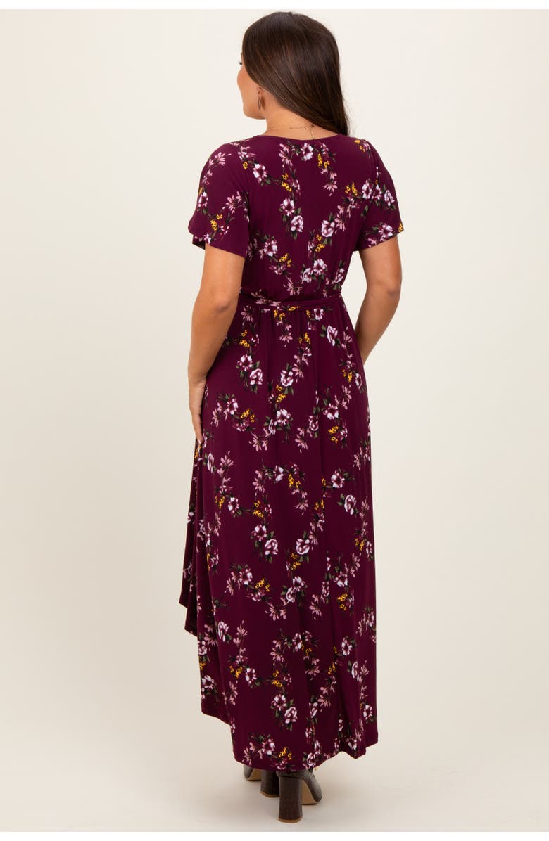 PinkBlush Floral Short Sleeve Wrap Hi-Low Maxi Dress, Alternate, color, 