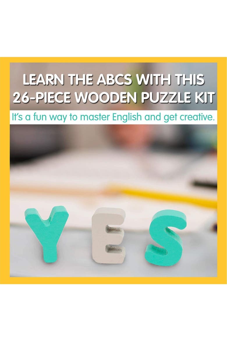 Wooden Chunky Alphabet Puzzle for Toddlers, Preschoolers, Alternate, color, Pink