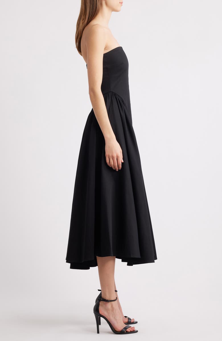 Delfi Collective Imani Strapless Midi Cocktail Dress, Alternate, color, Black