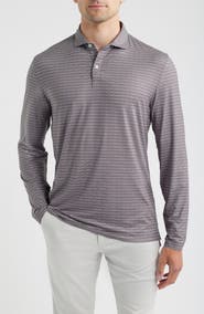 johnnie-O Printed Track Stripe Long Sleeve Performance Polo