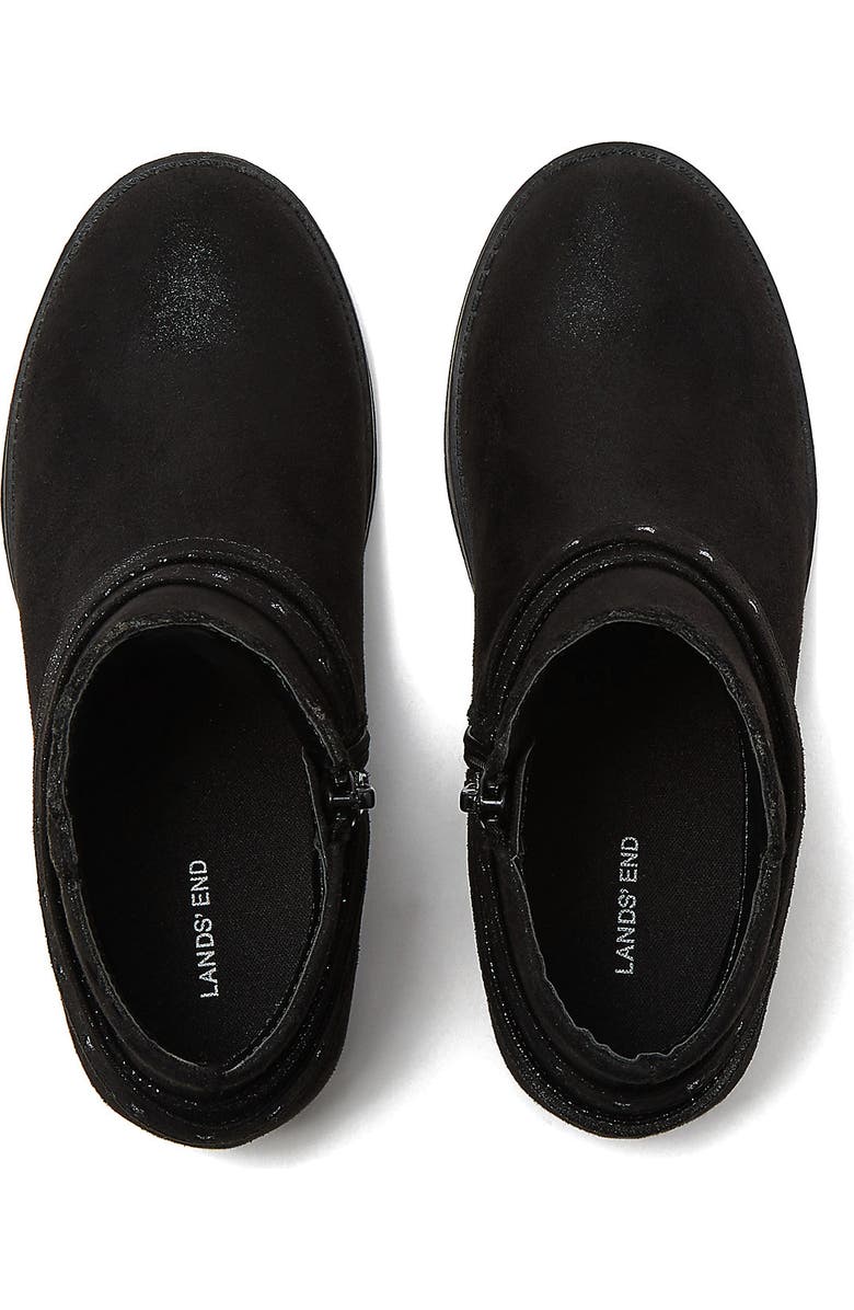 Lands' End Girls Shimmer Zip Up Western Booties, Alternate, color, Black Shimmer