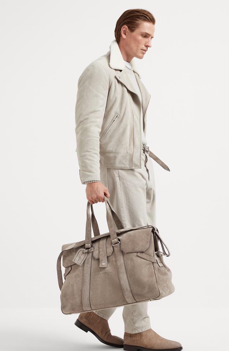 Brunello Cucinelli Suede Country Weekender bag, Alternate, color,