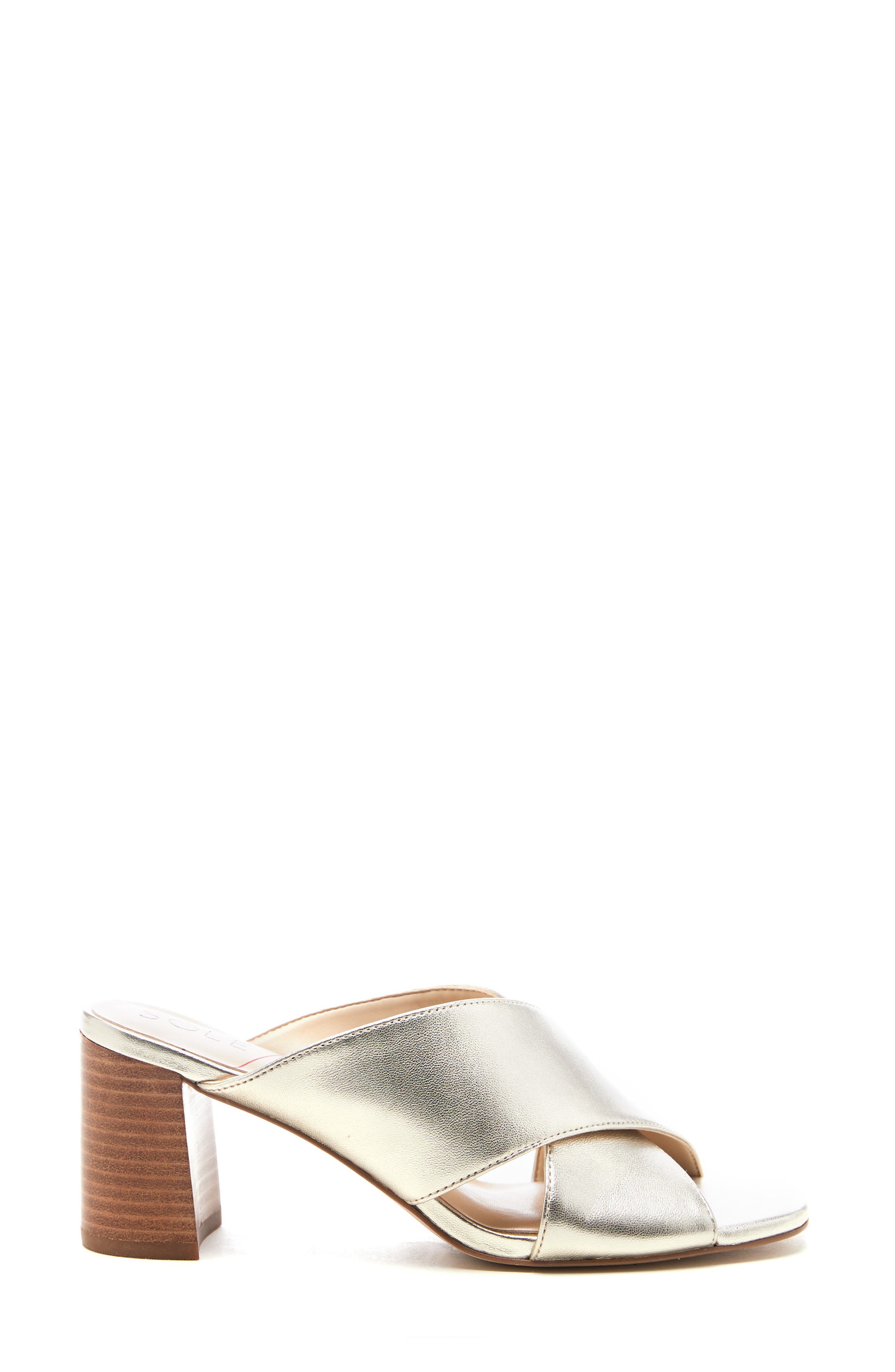 Ganezah Slide Sandal, Alternate, color, GOLD FUSION NAPPA LEATHER
