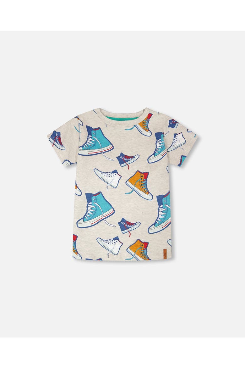 Organic Cotton Jersey Shoes T-Shirt, Main, color, Grey Mix Printed Shoes