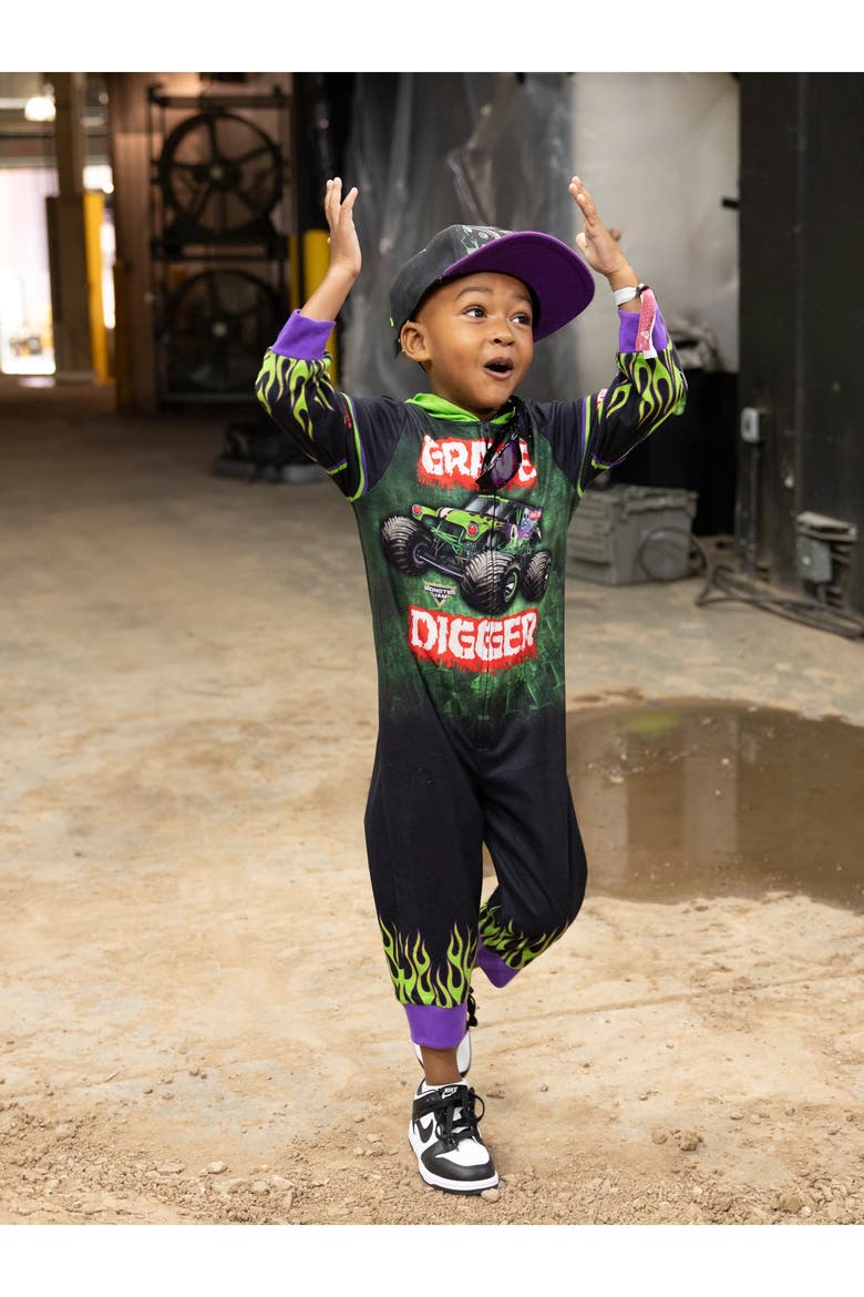 Fleece Hooded One Piece, Alternate, color, Grave Digger Green