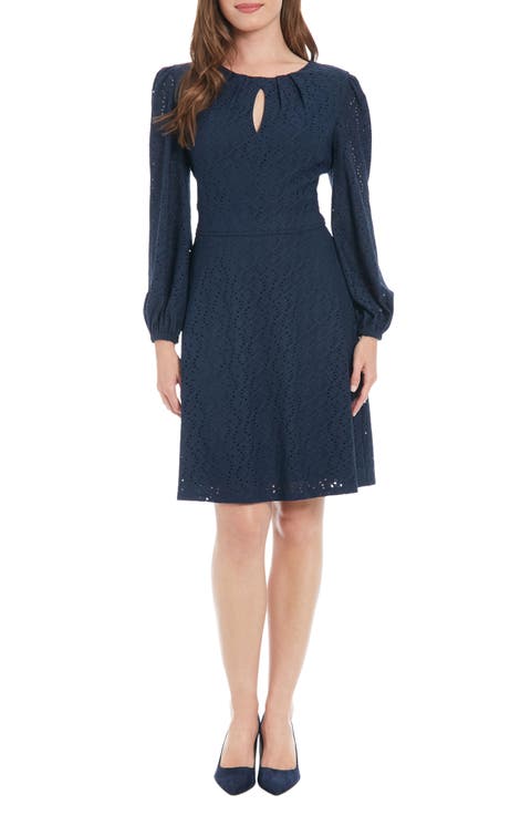 Eyelet Long Sleeve Dress
