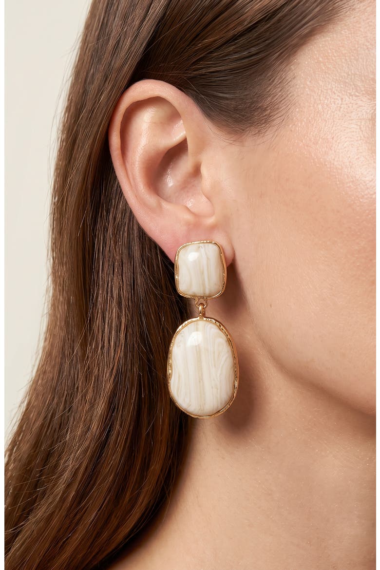 Framed Stone Statement Drop Earrings, Alternate, color, RED/ GOLD