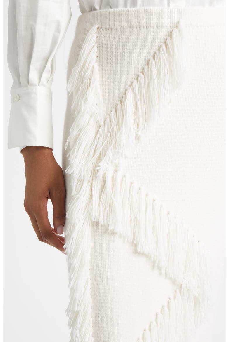 Hestia Fringe Wool Blend Sweater Skirt, Alternate, color, SNOW WHITE
