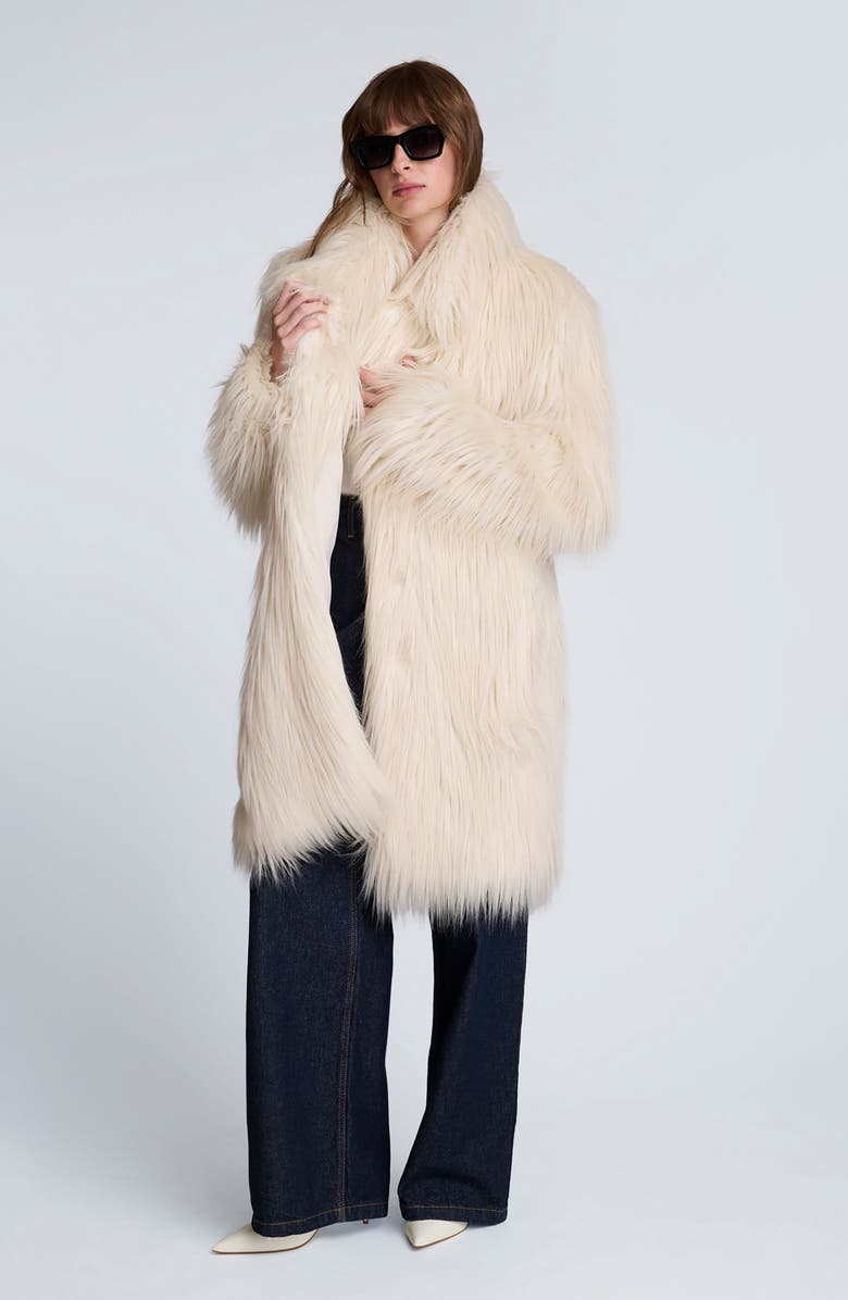 Kenneth Cole Faux Fur Coat, Alternate, color, Oyster