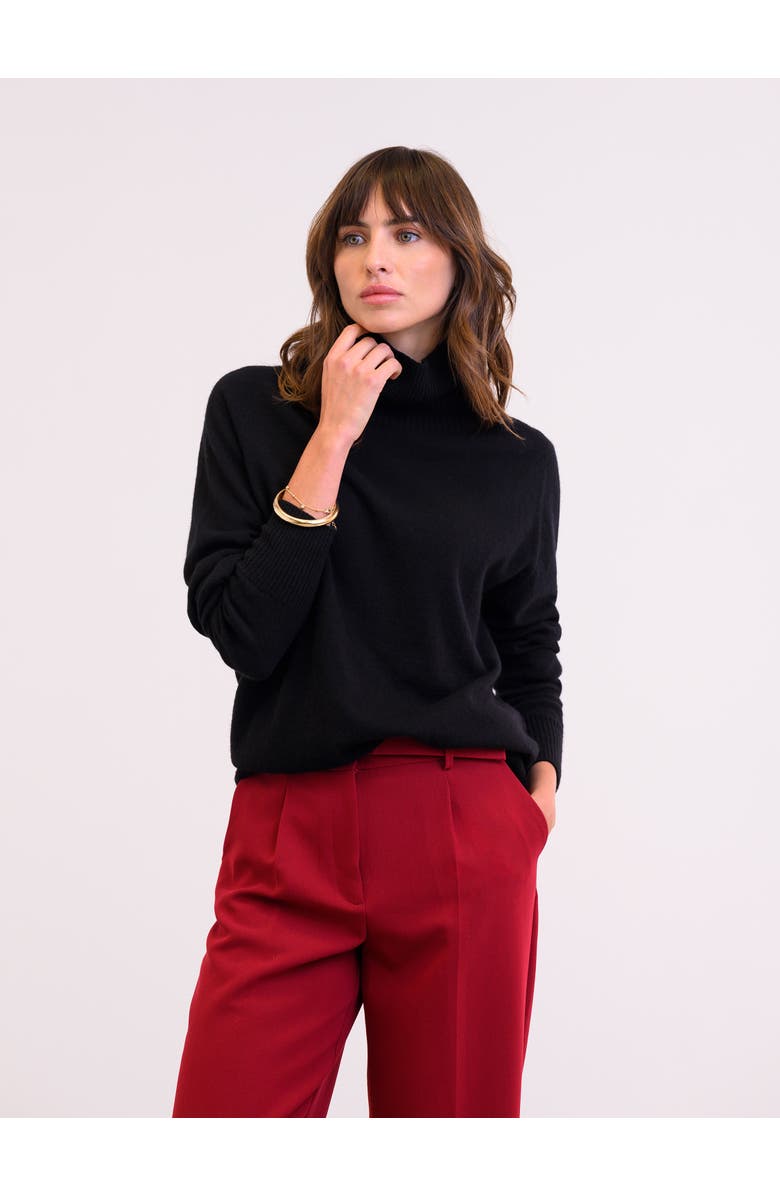 Celtic & Co. Geelong Wool Slouch Turtleneck Sweater, Main, color, Black