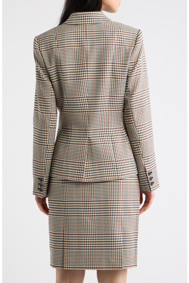 One-Button Plaid Blazer, Alternate, color, TOFFEE BLACK