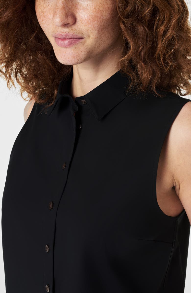 SPANX<sup>®</sup> Sleeveless Stretch Cotton Poplin Button-Up Shirt, Alternate, color,