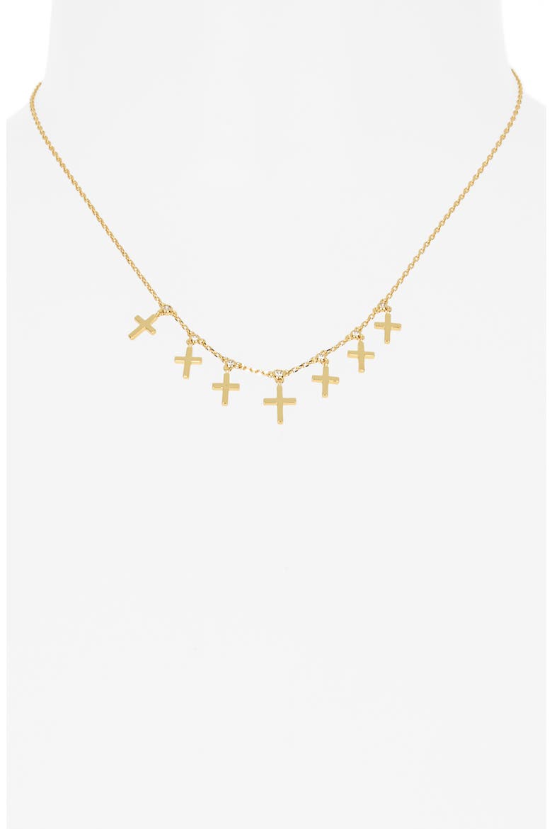 Heaven Sent Cross Charm Necklace, Alternate, color, GOLD
