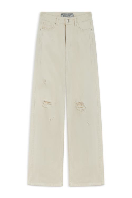 Shop Nocturne Stone Detailed Wide Leg Jeans In Ivory