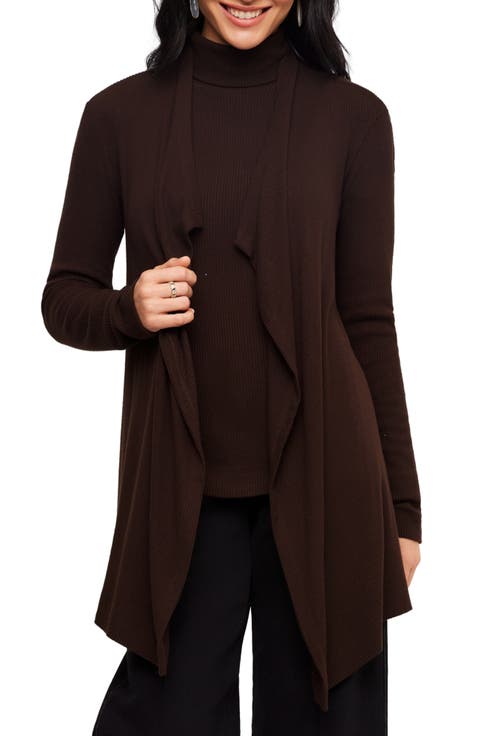 Ribbed Drape Front Cardigan