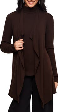 Karen Kane Ribbed Drape Front Cardigan